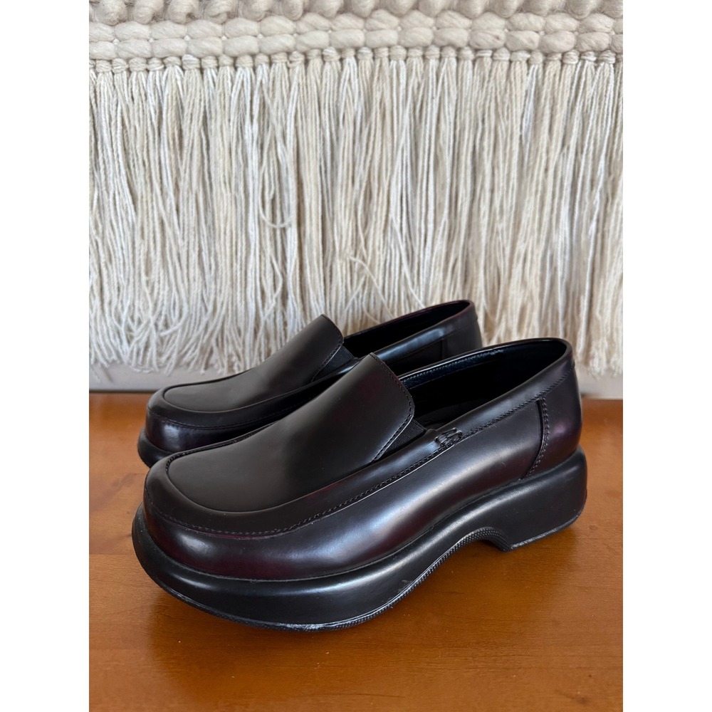 90s Vintage Dansko A06 Juliet Burgundy Leather Chunky Platform Loafer Size 36